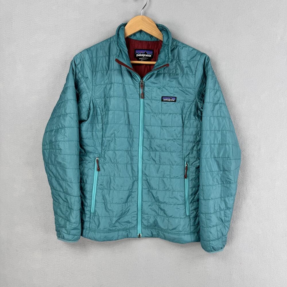 Patagonia Nano Puff Jacket Womens Medium Green PrimaLoft Full Zip Outdoor